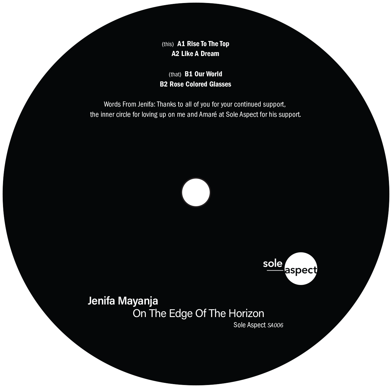 SA006: JENIFA MAYANJA - ON THE EDGE OF THE HORIZON EP 12"